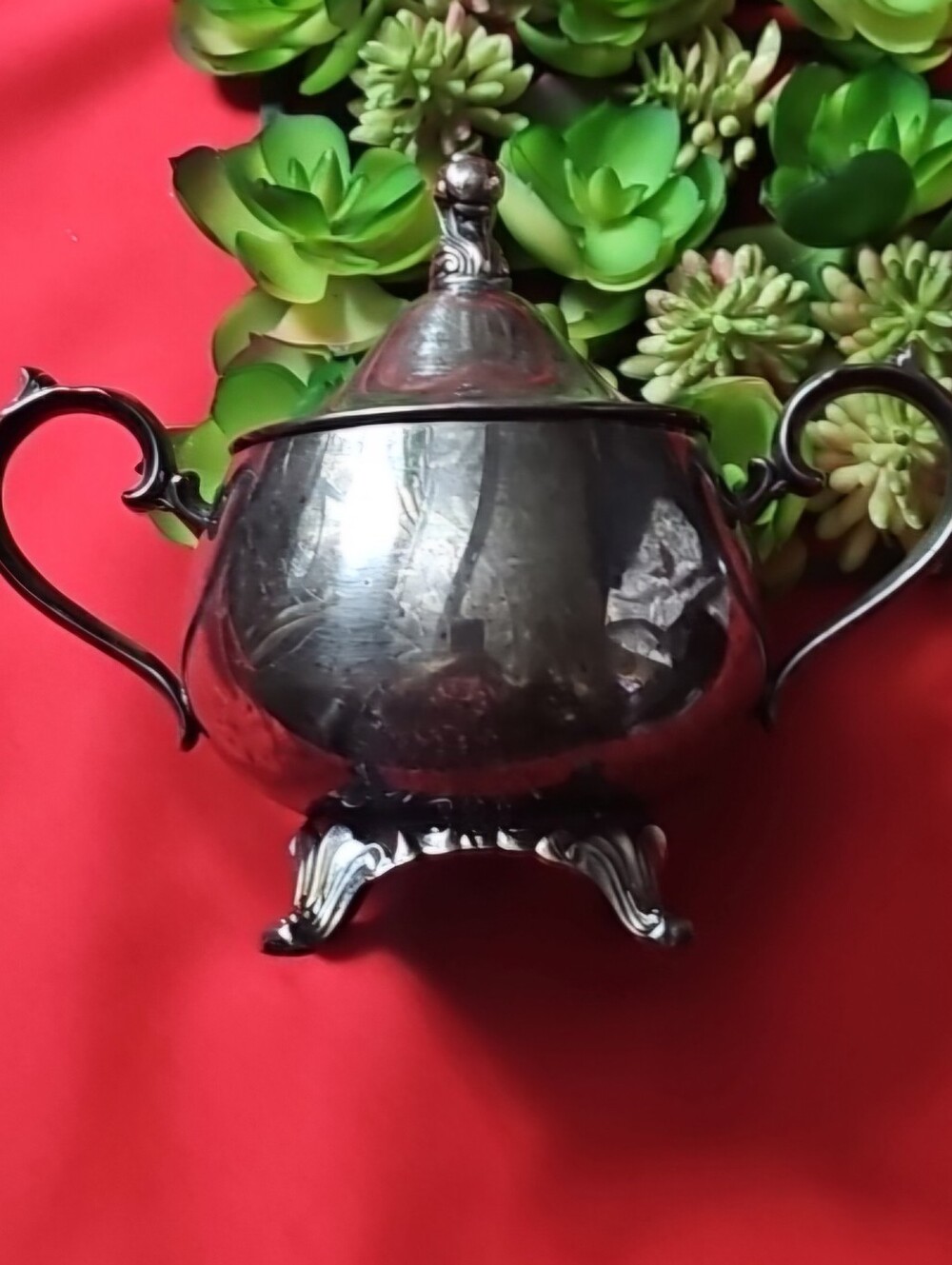 Vintage Classic Silver Plated Sugar Bowl with Lid and Handles